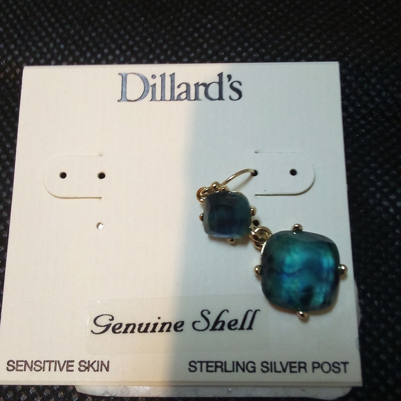 Dillard's - Genuine Shell, Teal, Sterling Silver Post, Sensitive Skin - Picture 7 of 9